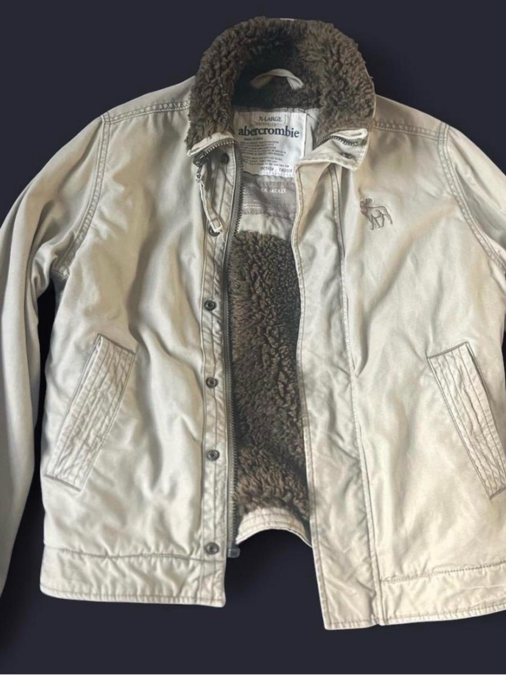 Abercrombie Cream Exterior with Brown Sherpa-Lined Jacket